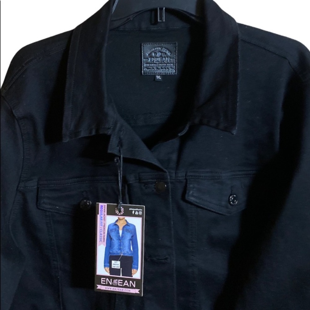 NWT Women’s ENJEAN Black Denim Jacket Size 1XL - Picture 3 of 12